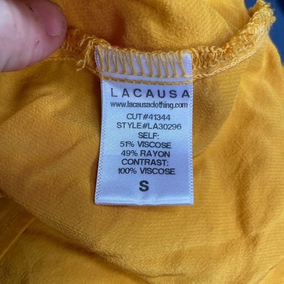 Lacausa Cassie Dress Anthropologie “tar” Gold Yellow Babydoll Layered Small S - Picture 12 of 12